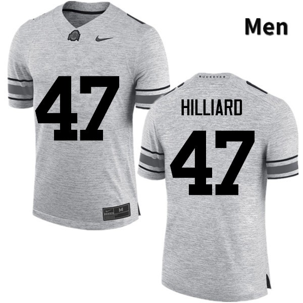 Ohio State Buckeyes Justin Hilliard Men's #47 Gray Game Stitched College Football Jersey